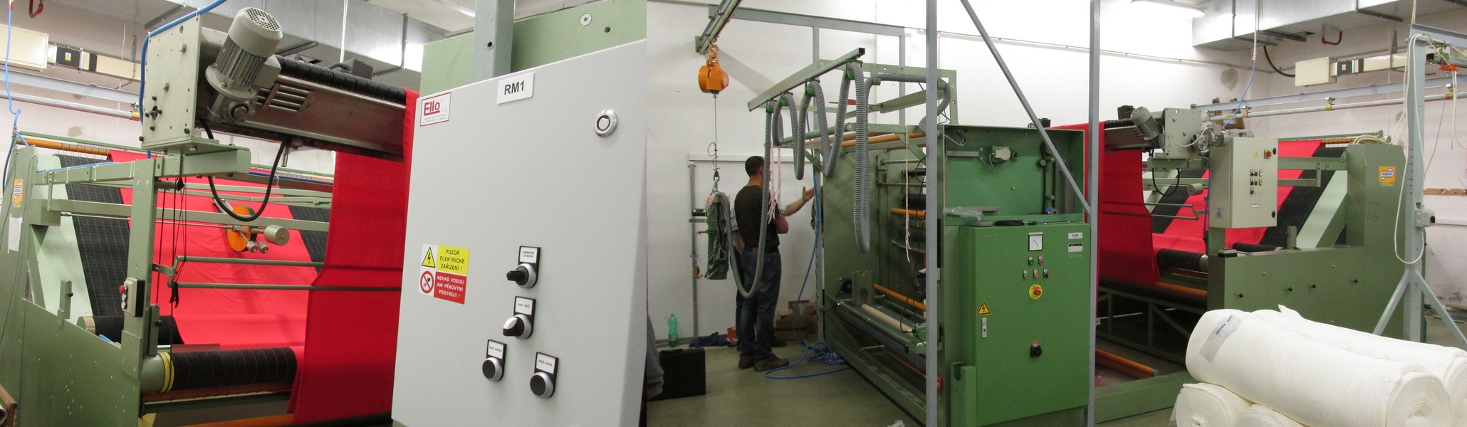 Pohony pletacích, barvících, napařovacích a dalších strojů a linek v textilním průmyslu