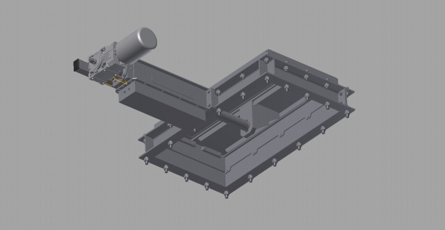 3D návrh lineárního uzávěru pro konkrétní připojovací rozměry 